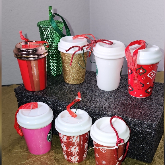 Starbucks Christmas Mini Ceramic Holiday Hanging  Cups Ornaments - Picture 6 of 11
